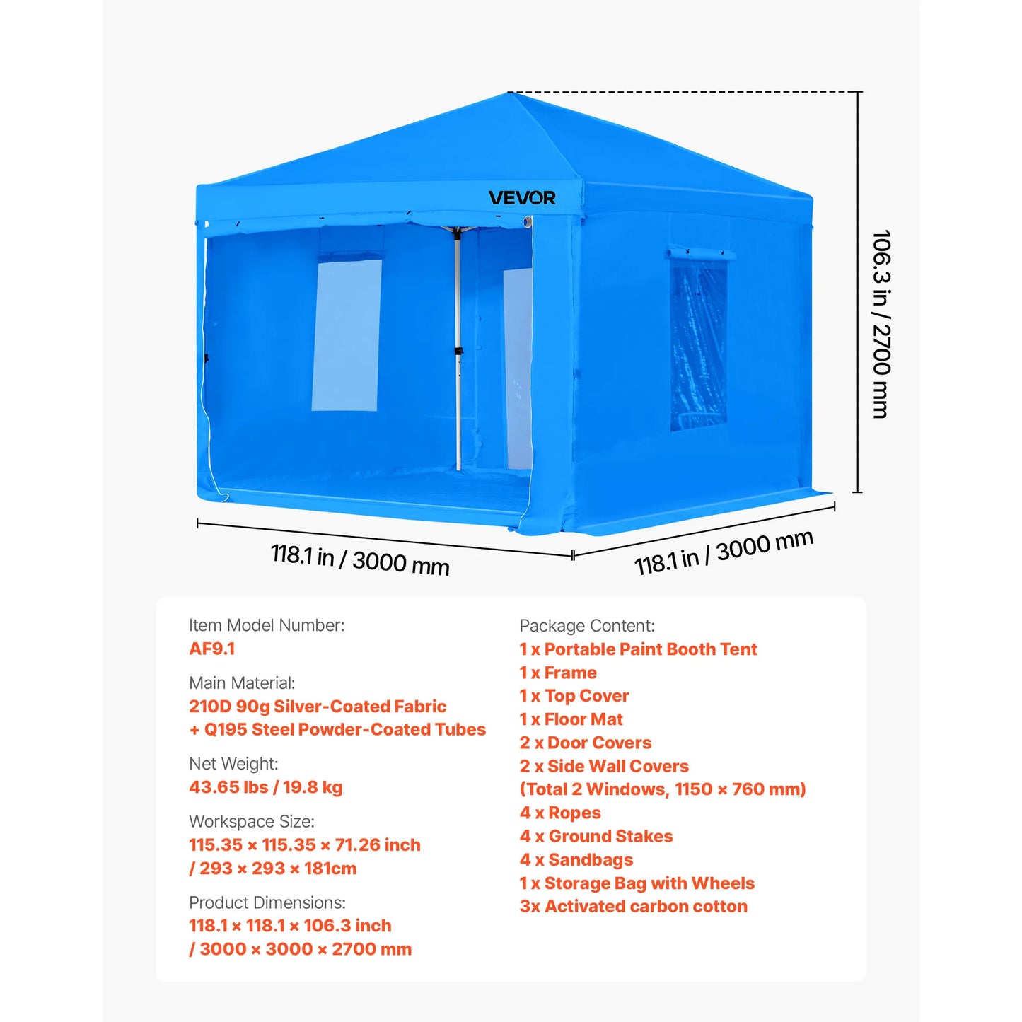 Portable Paint Booth Tent Painting Tent Station Spray Shelter w Built-in Floor Large Space Oxford Spray Painting Tents