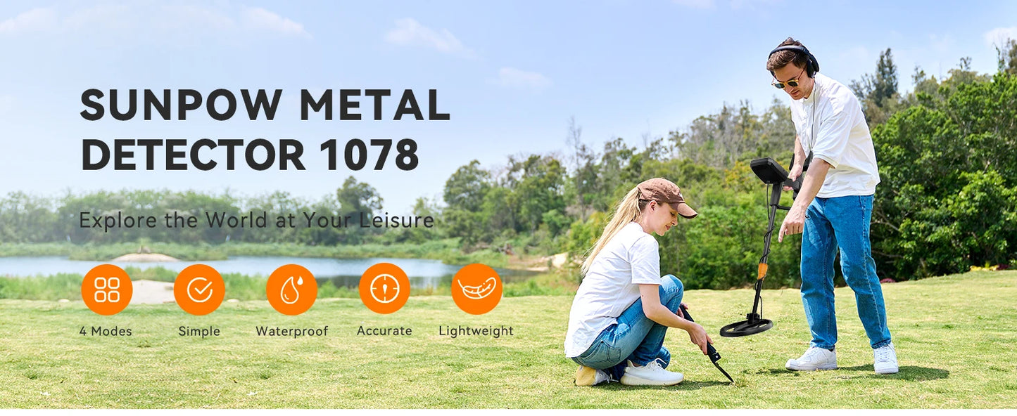 Metal Detector for Adults & Kids, 8"  IP68 Waterproof Coil, 4 Detection Modes Large LCD, Lightweight CE Certified for Family Outdoor Gold Treasure Hunting, MD13