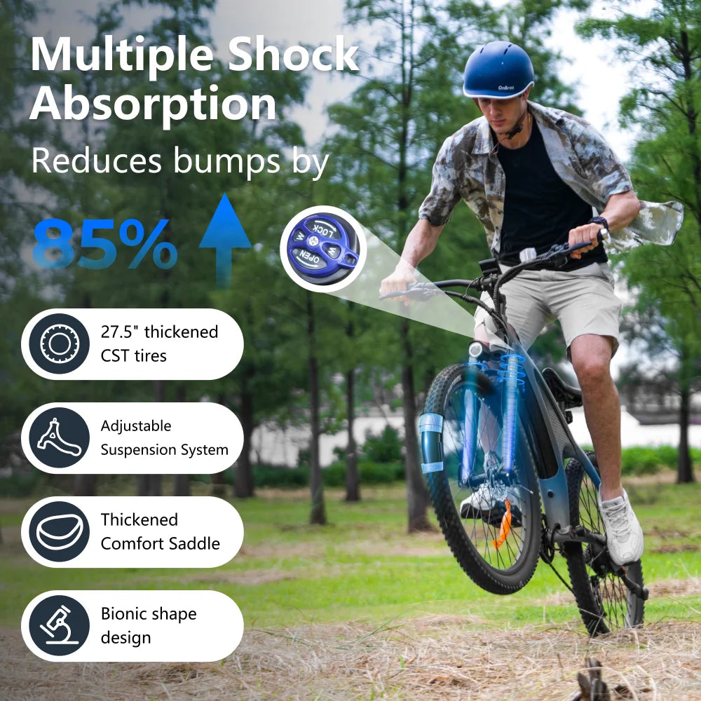 HX Q5 Ebike 2000W Torque Sensor Adults Electric Bike 85Nm 57KM/H Electric Bicycle 27.5“ Removable Battery Electric Mountain Bike