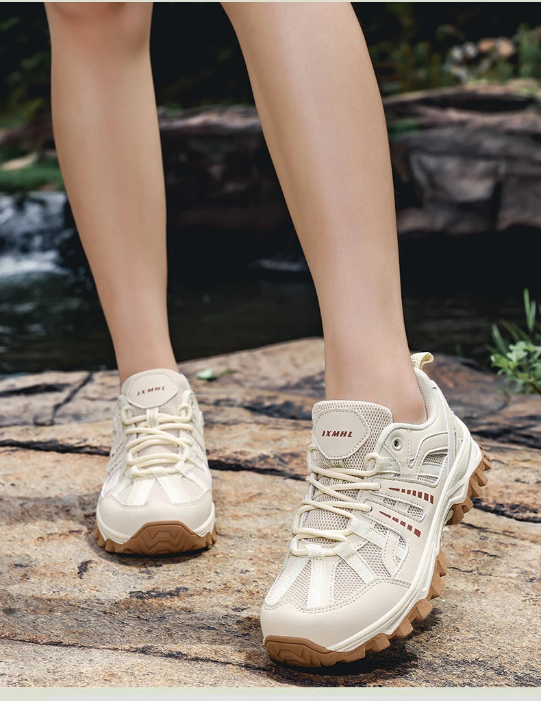 Hiking Shoes Women Shock-absorbing Lace-up Outdoor Low-top Men Shoes Comfortable Flat Breathable Casual Sneakers Men