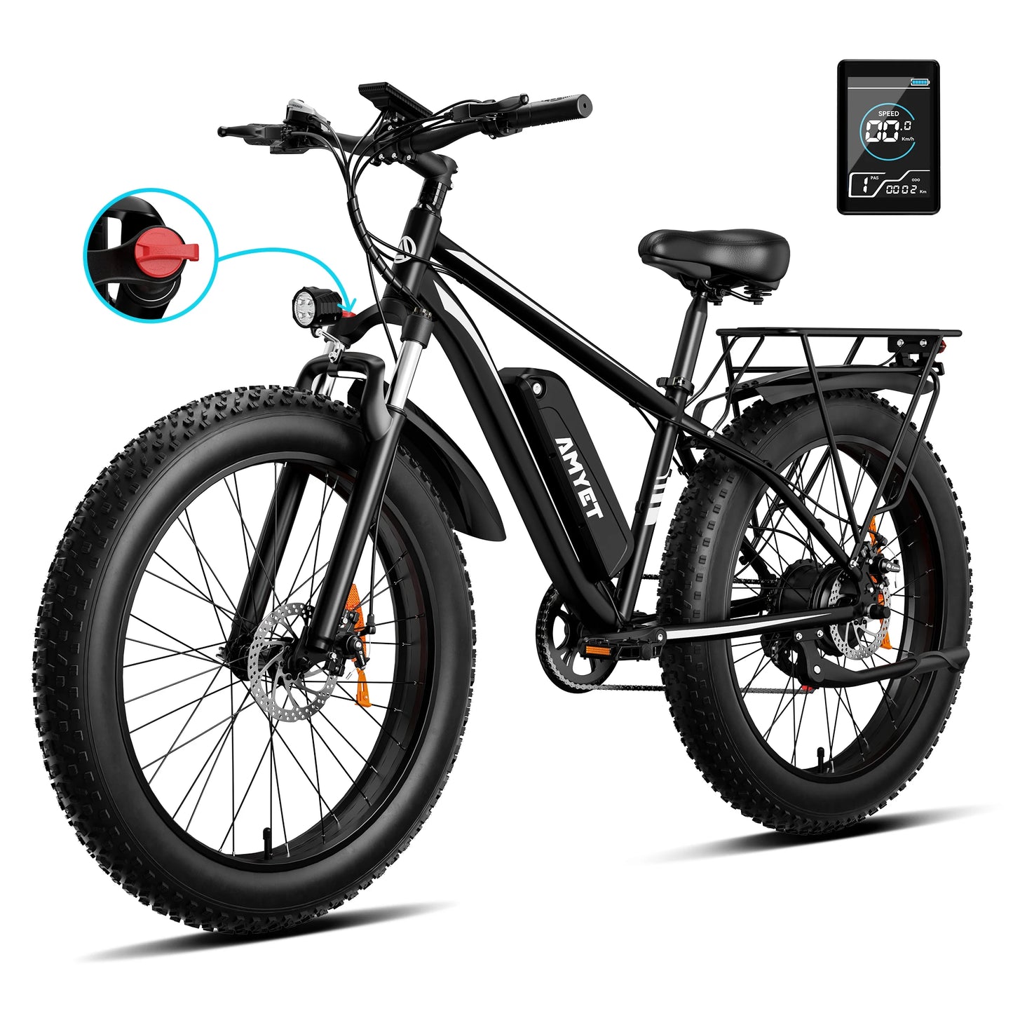 Electric Bike EB26 Blue Adults Electric Bicycle 28mph Peak 1500W 720WH Ebike 26" Fat Tire Mountain Bike Electric Dirt Bike