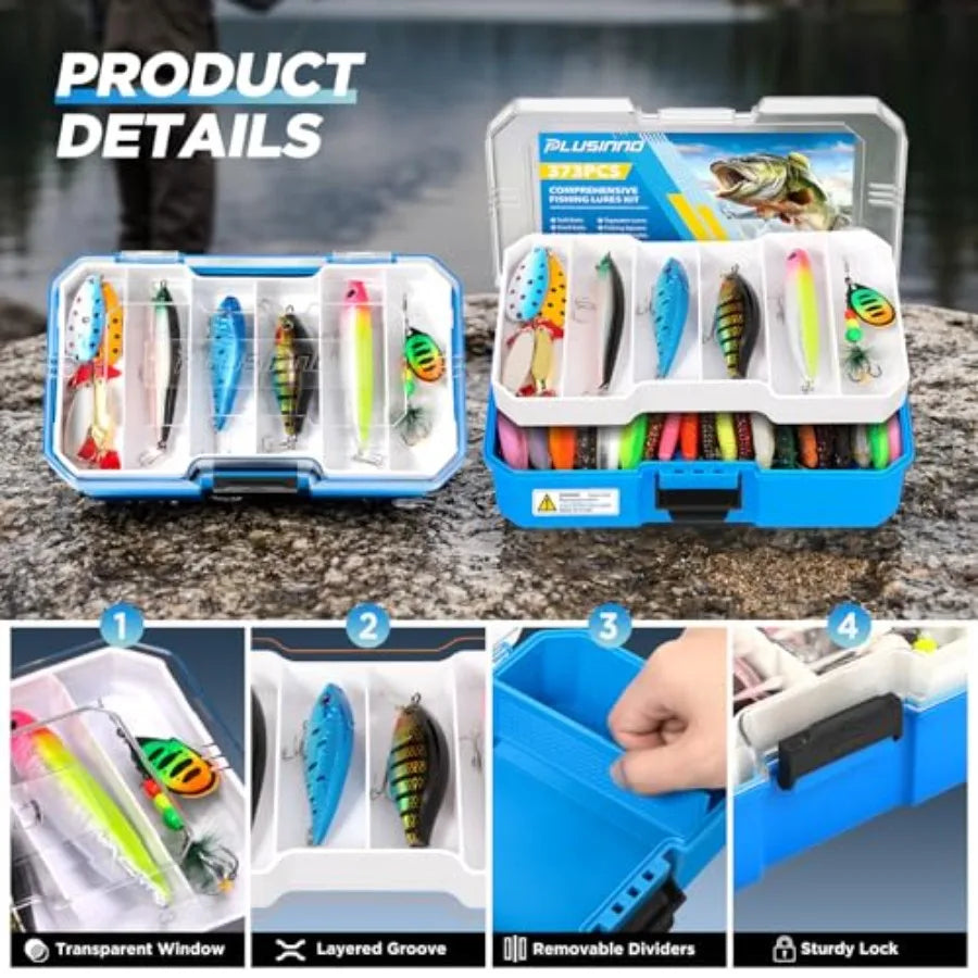 Fishing Gear - Telescopic Fishing and Reel Tackle Box, Collapsible Rod and Lures Box, Travel Fish Pole Starter Kit, Fishing Acc