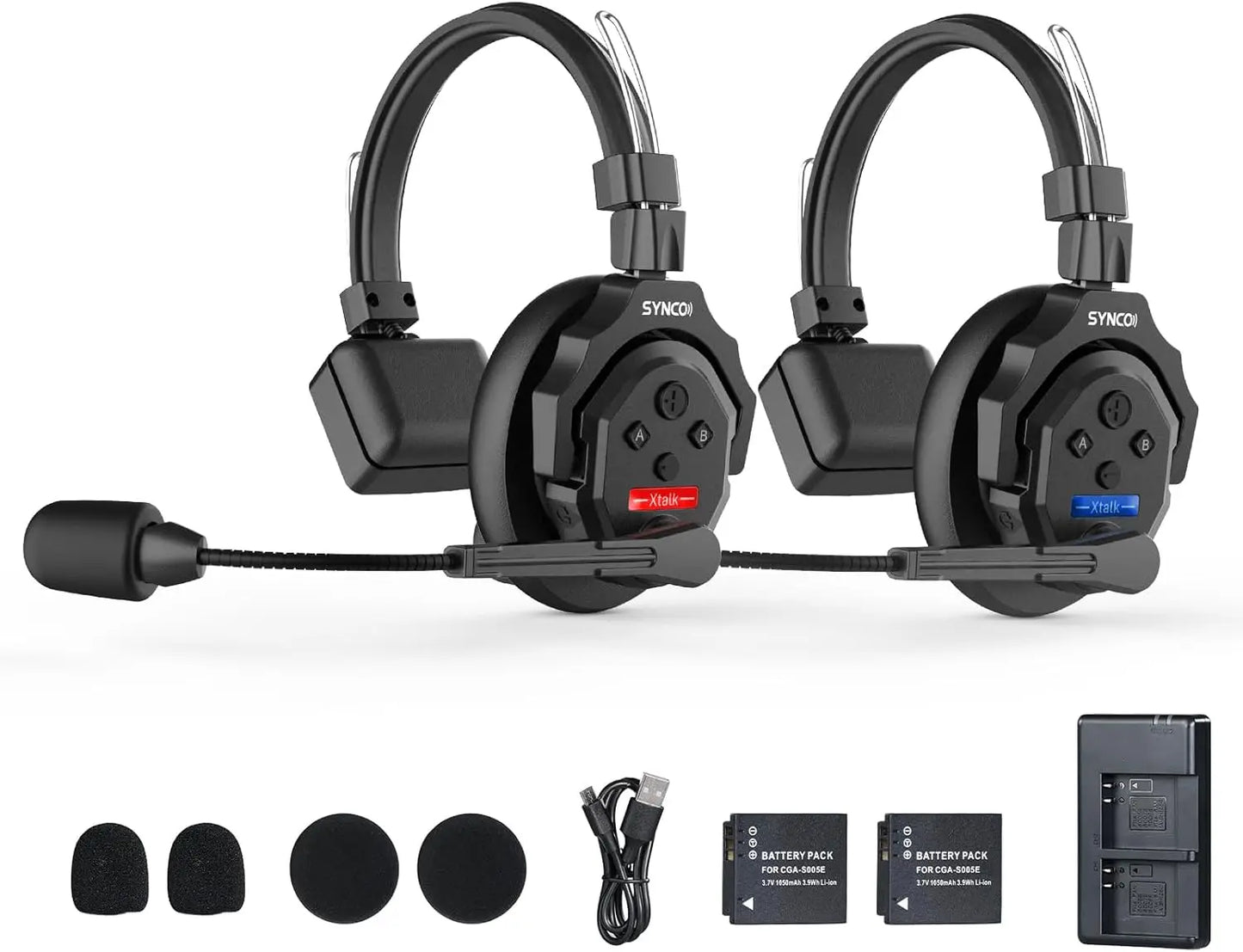 XTALK X2 X5 2.4G Wireless Intercom Headset System 2-Person 350M 1148FT 24H Working Time Noise Reduction for Video Shooting