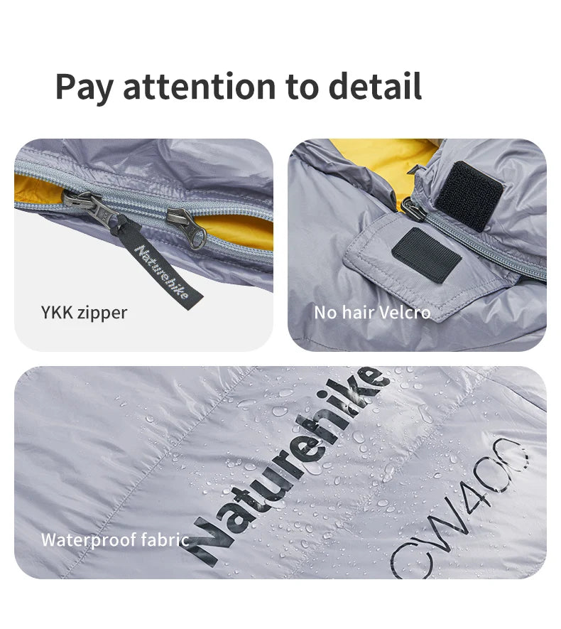 CW700 Sleeping Bag Ultralight Down Sleeping Bag for Adults Outdoor Winter Warm 650FP Duck Down Envelope Sleeping Bag