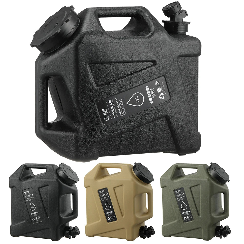 12L Camping Water Container  Water Storage Carrier Portable Large Capacity Outdoor Hiking Accessories