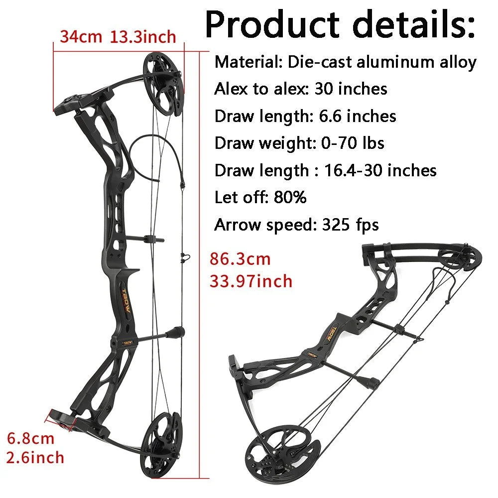 M133 Compound Bow 0-70lbs Adjustable with Carbon Arrows Release Sight for Hunting Shooting Outdoor Sports