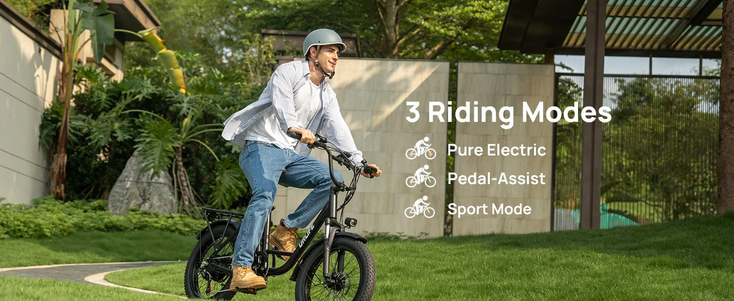 1000W 20x3" Fat Tire Electric Bike 48V 13Ah Removable Battery 28MPH 7-Speed Gears Dual Disc Brakes Adult Moped for Off-Road City