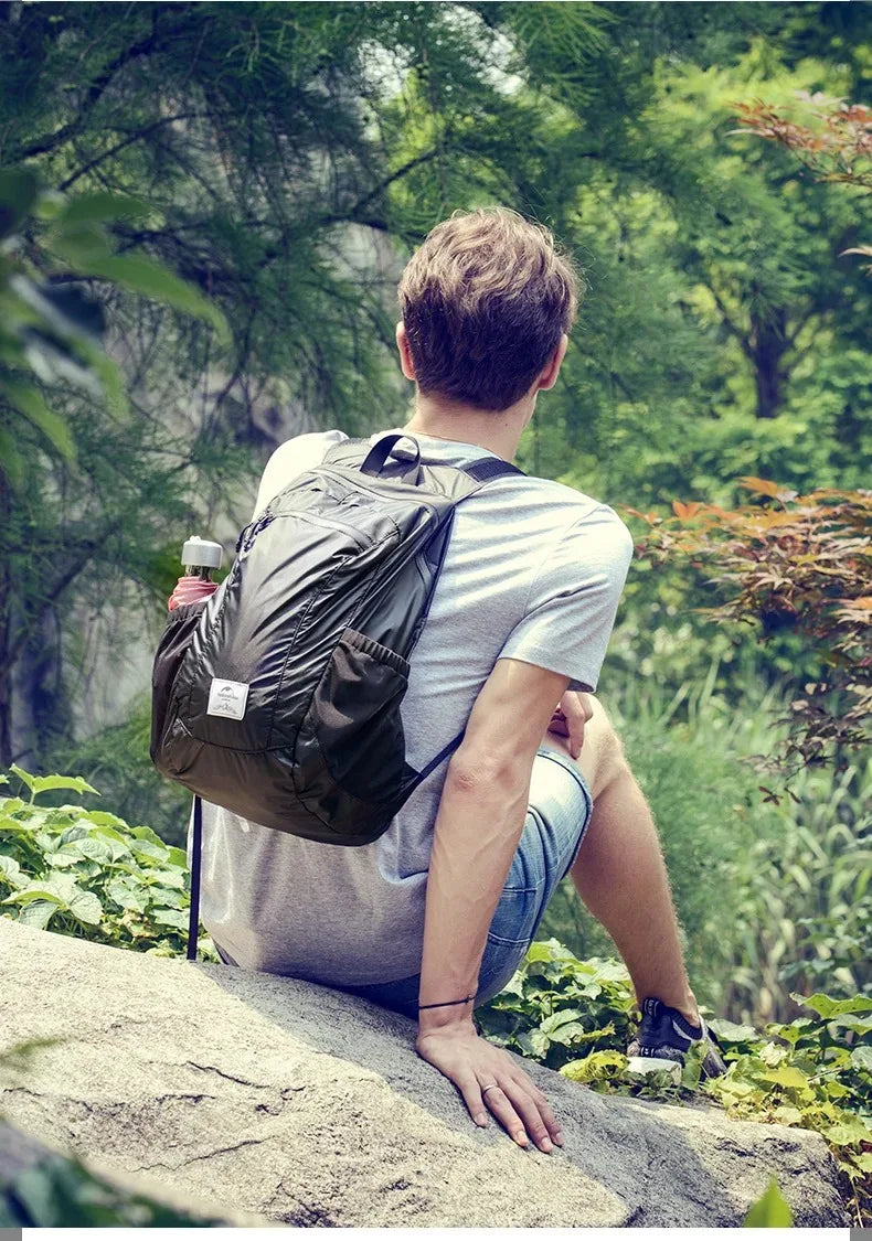 Backpack 18L Black Ultralight Outdoor Waterproof Folding Backpack for Men Women‘s Bag Camping Hiking Shoulder Bag