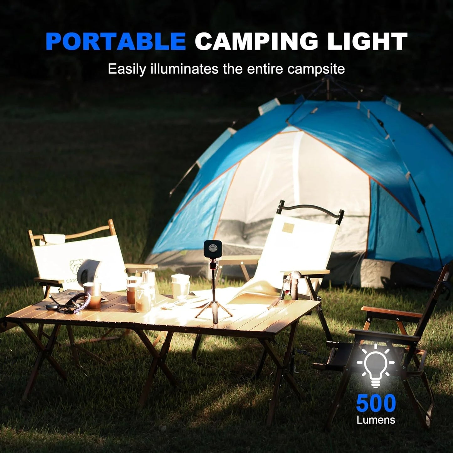 F5 Multifunctional camping Light 500 Lumens IP64 Type-c Charging Mobile power bank Outdoor camping tent lights