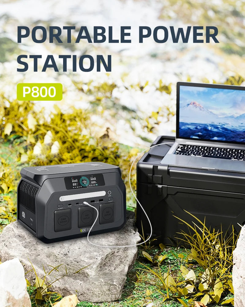 P800 Portable Power Station, 512Wh LiFePO4 generator,1600W Peak Solar Generators, 800 wat power source,2x800W AC Outlets Lightweight & Quiet Solar Generator for Camping, Home Emergency, RV & Outdoor Travel