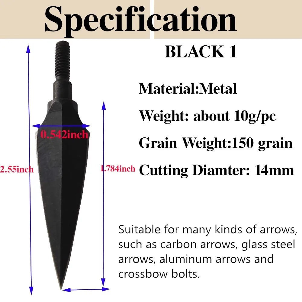 12/24pcs Archery 150grain Traditional Broadheads Hunting Arrowheads Bow And Arrow Shooting Target Practice Carbon Steel Arrow Tip