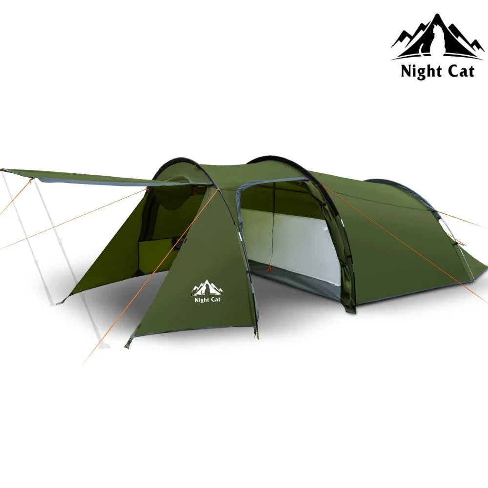 4 Person Tent with Porch: Portable Family Camping Tent Waterproof Tunnel Tents for Camping Outdoor Adventure