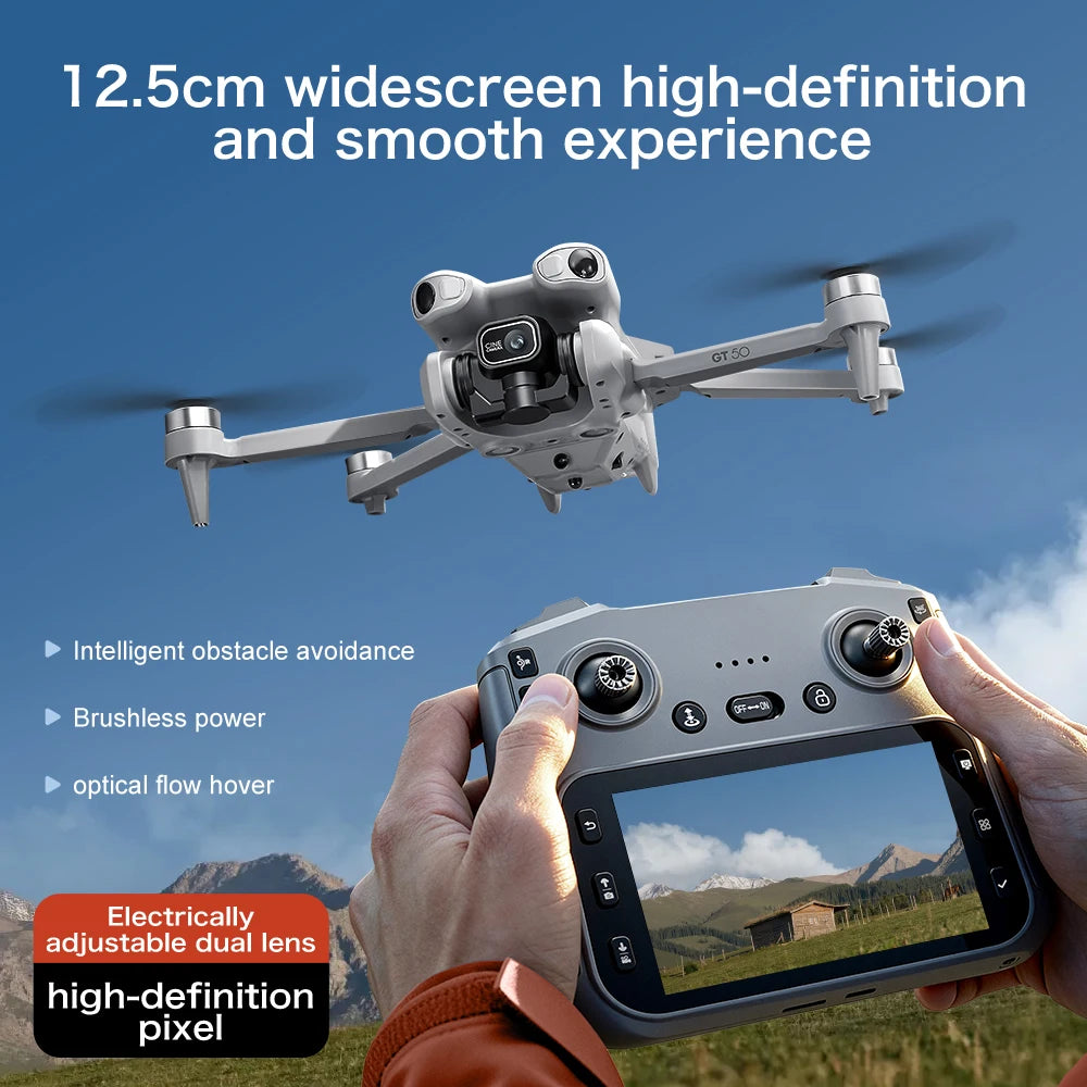 8K GPS Drone with Dual Camera - 3-Sided Obstacle Avoidance, WiFi FPV Aerial Photography Quadcopter for Adults