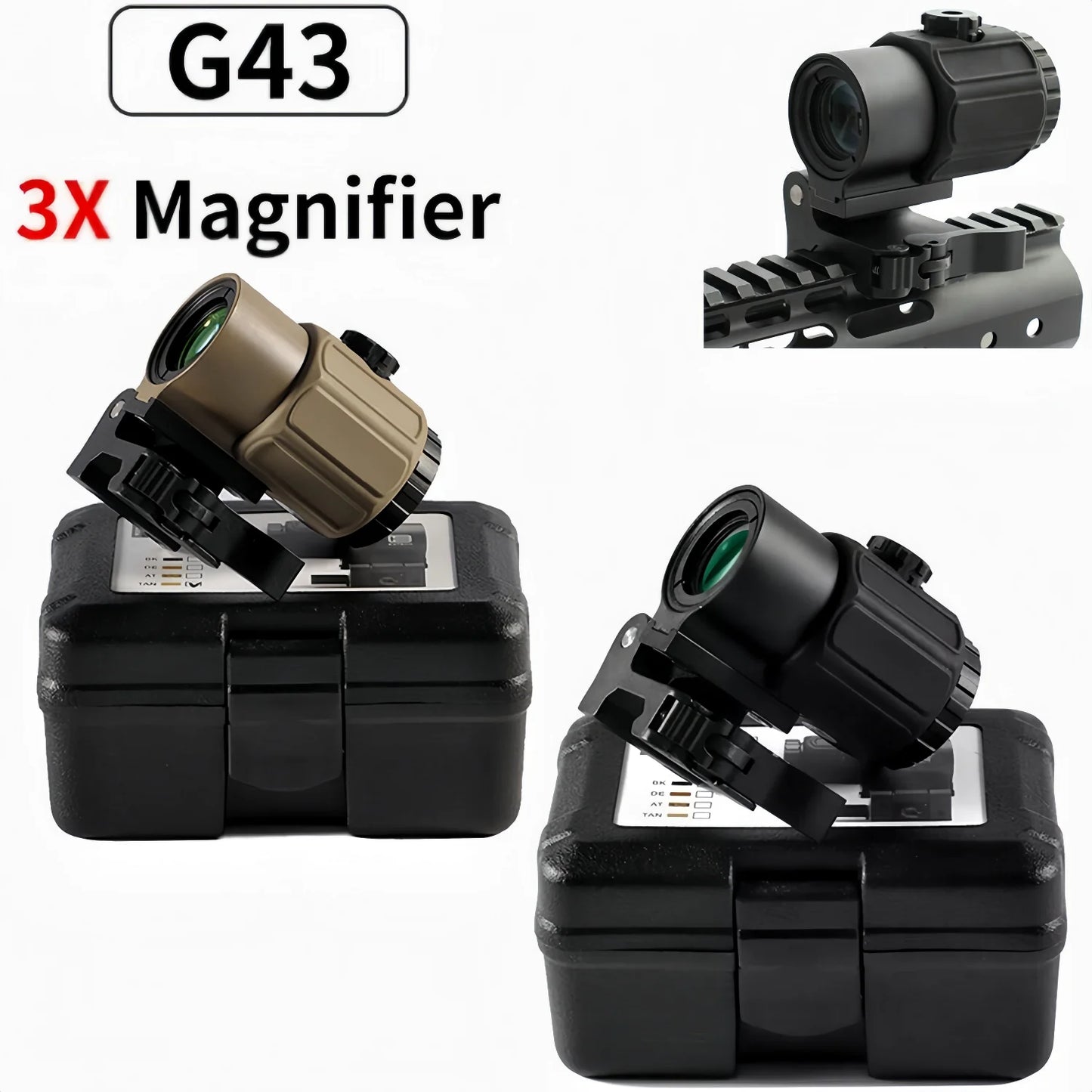 Tactical G33 G43 G45 Sight Fixed 3X 5X Magnifier Scope with Quick Disassembly and Flipping for Airsoft Hunting