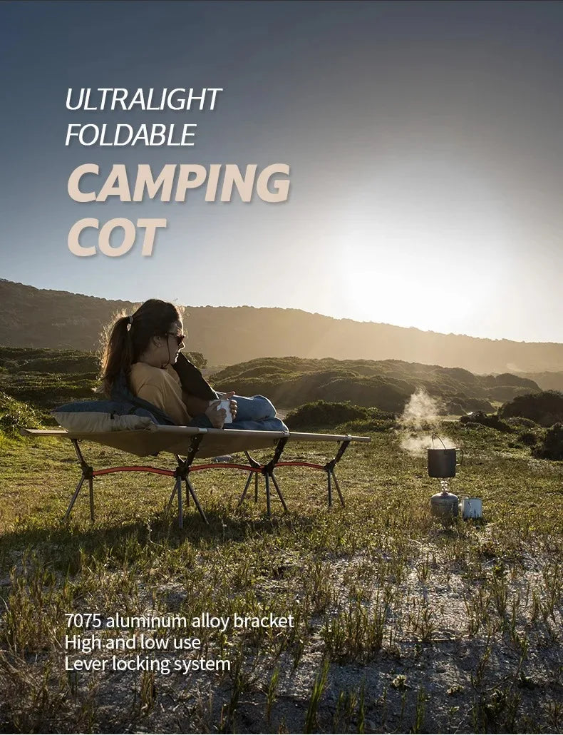 Folding Camping Cot Height Adjustable Ultralight Backpacking Cot Portable Outdoor Travel Camping Bed Tent Bed