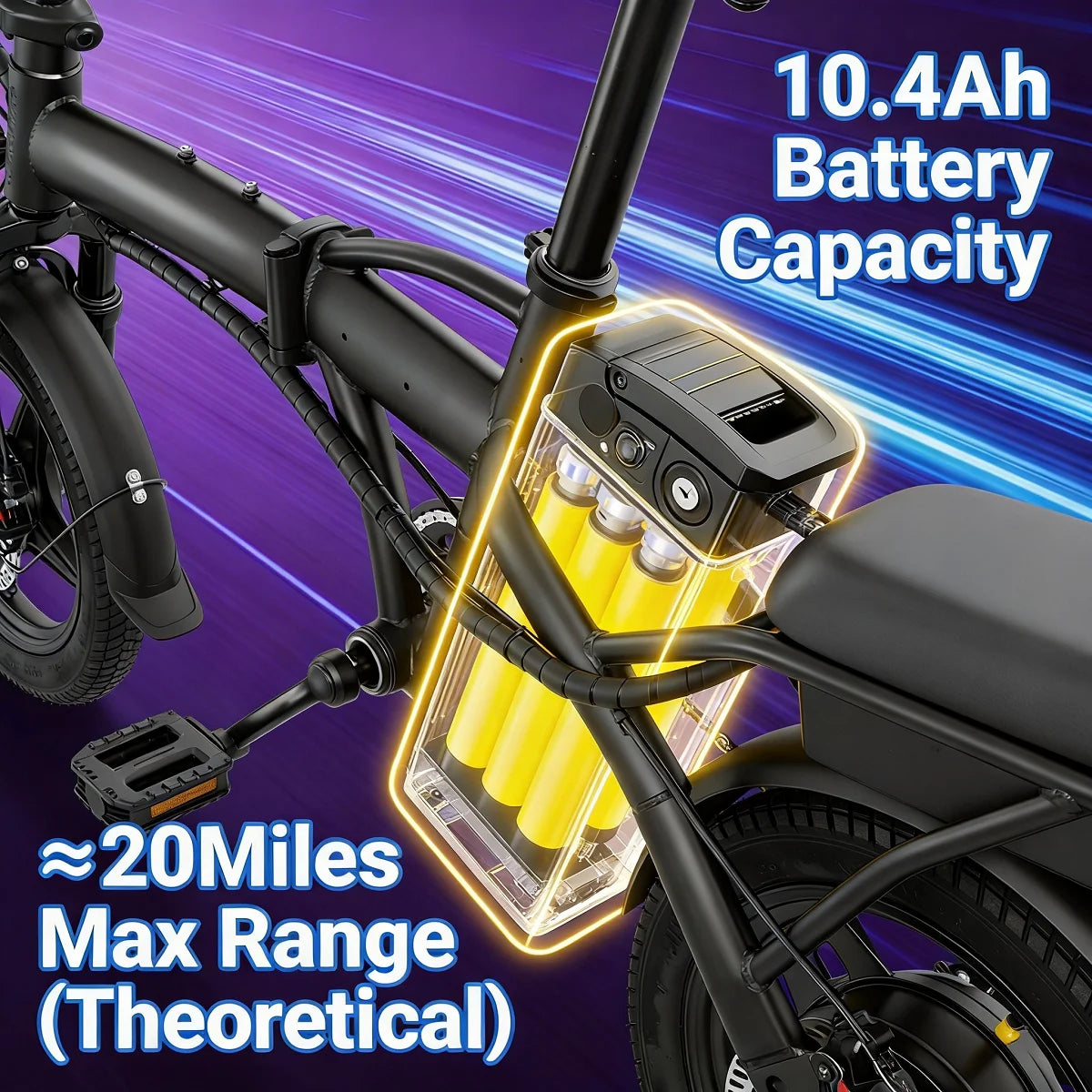 Lightweight Folding Electric Bike for Adults 48V 750W Peak Power 20MPH 18-22 Miles Range 14Inch Disc Brake Commuter E-bike