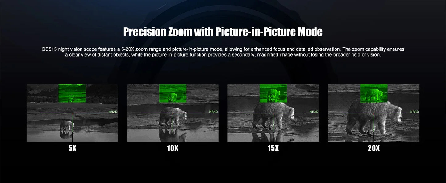 GS515 Digital Night Vision 2560x1920 Resolution 5-20X  HD Day Night Optics for Hunting Surveillance Wildlife Observation