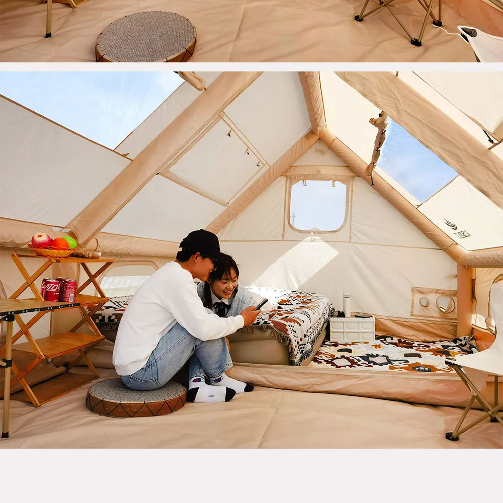 Camping Inflatable Tent for Family, PVC Skylight Air Tube, Camp Base Tents, 12 Square Meters, Large Space, 6-8 Person