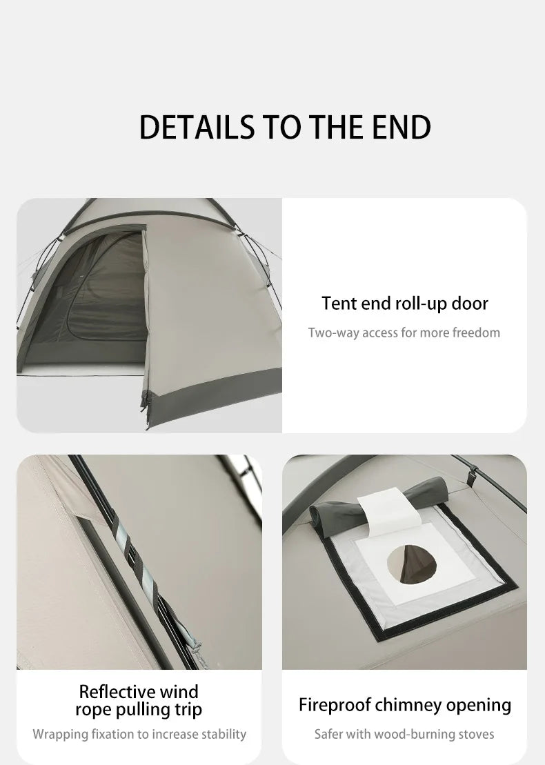 Massif Hot Tent with Stove Jack Waterproof Windproof 4 Season Tent 2 Person Cold Weather Winter Tents for Camping