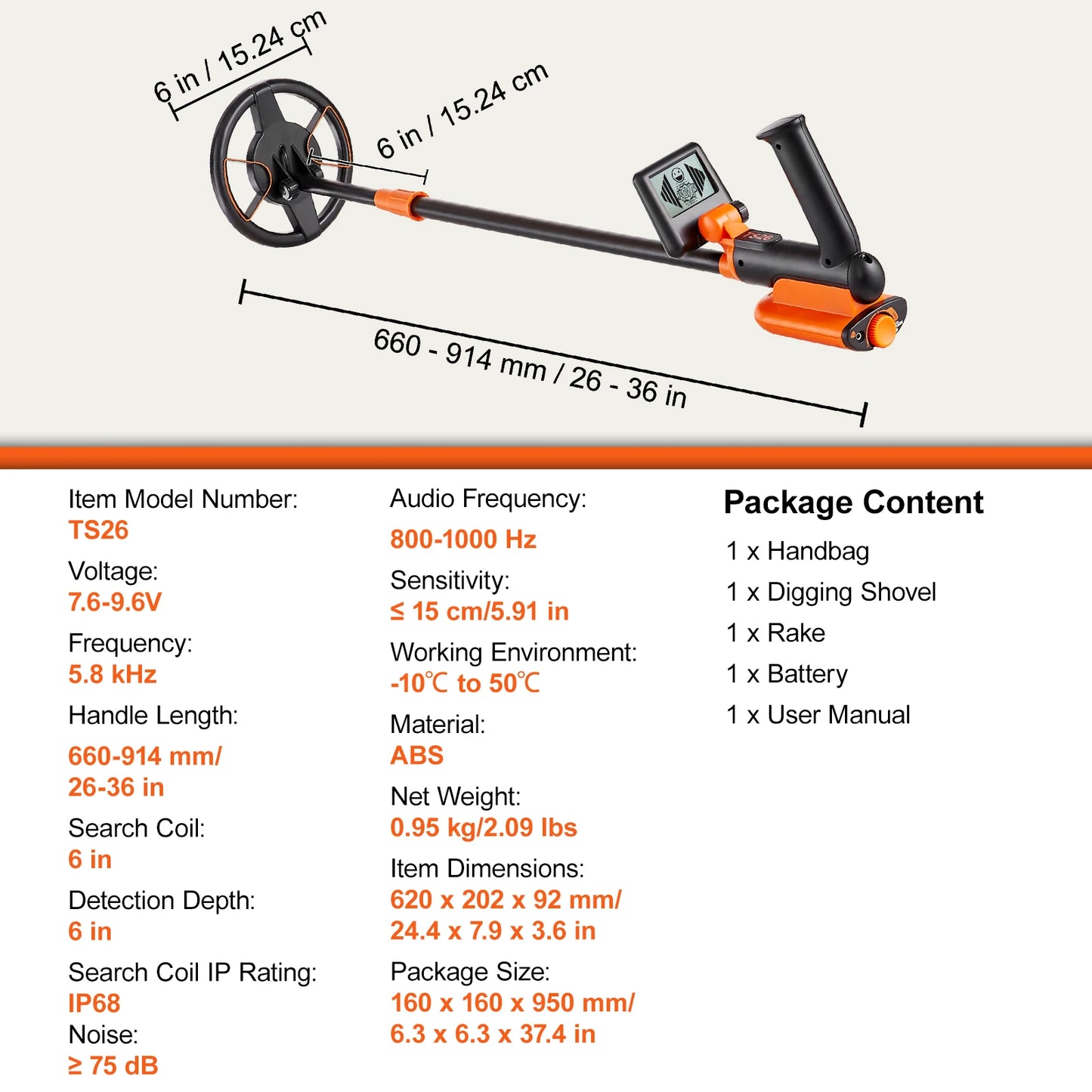 Metal Detector for Kids 6 Inch 25''-37'' Adjustable Length IP68 Waterproof Search Coil & LCD Display for Detecting Gold