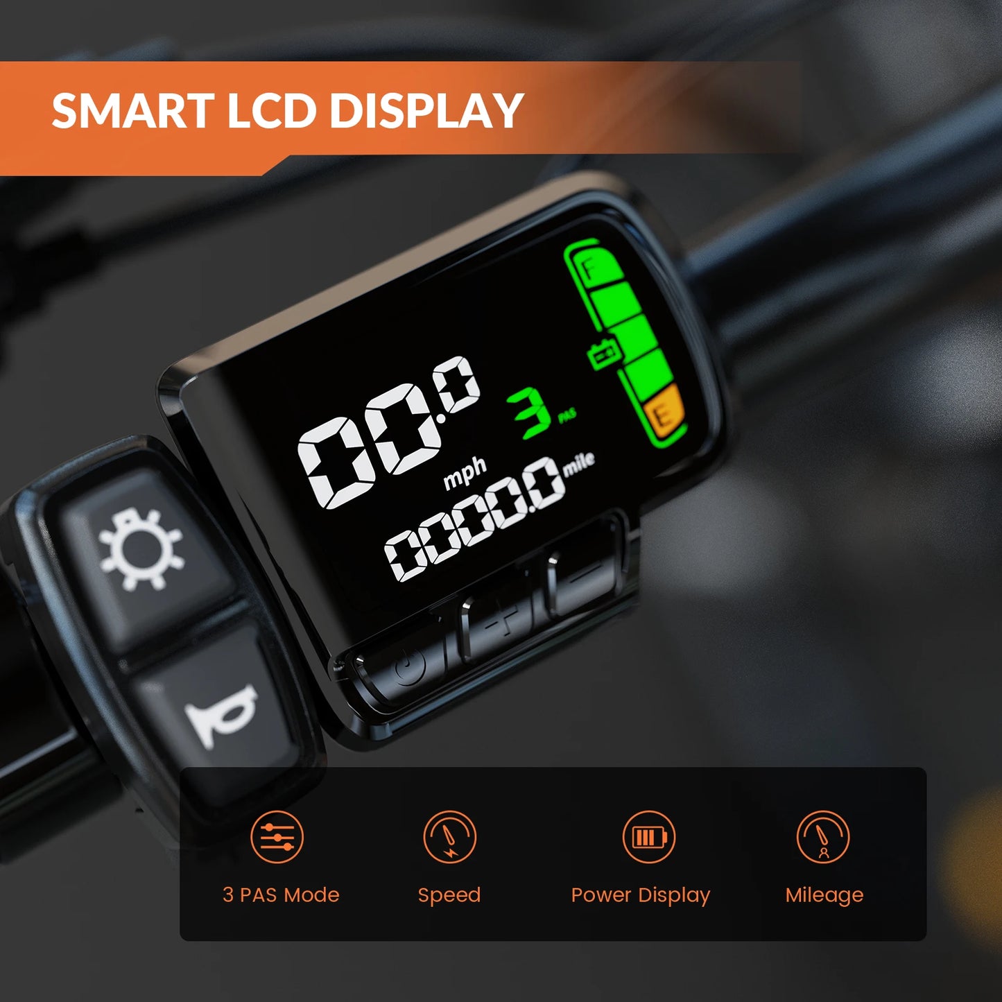 AB17 Electric Bike, 700W Peak Motor, 23 Mph Max Speed, Color LCD Display, Front Suspension