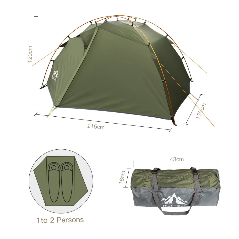 Backpacking Tent 2 Person Lightweight Camping Tent with Foldable Pole, Lightweight Fast Setup Double Layers Waterproof Ultralight Tent Compact 7x4.4ft - Two Doors