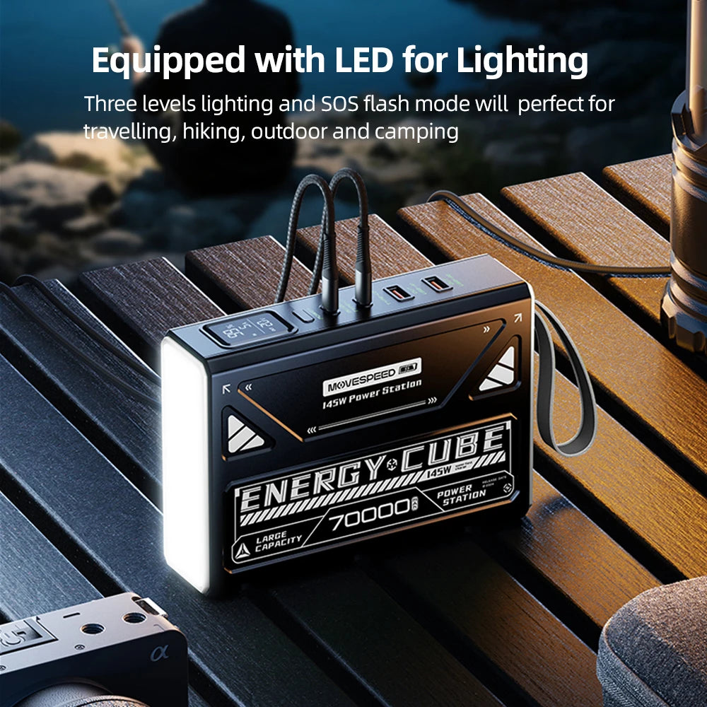 LED Camping Lantern 70000mAh Large Capacity Battery w/ Rechargeable Lamp LED Emergency Light for Outdoor Power Outage