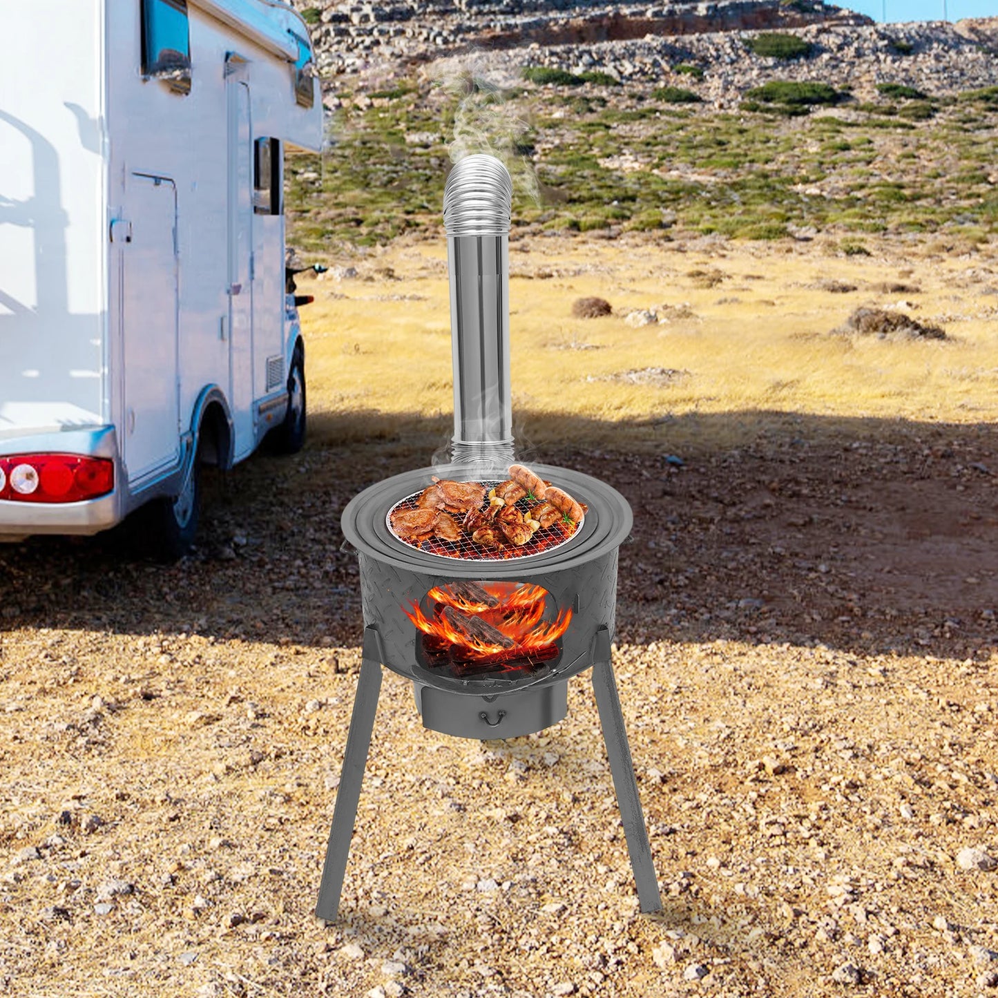 NEW Portable Camping Wood Stove, Indoor Outdoor Multifunction Wood Burning Stove,for heating,barbecuing, frying, deep-frying