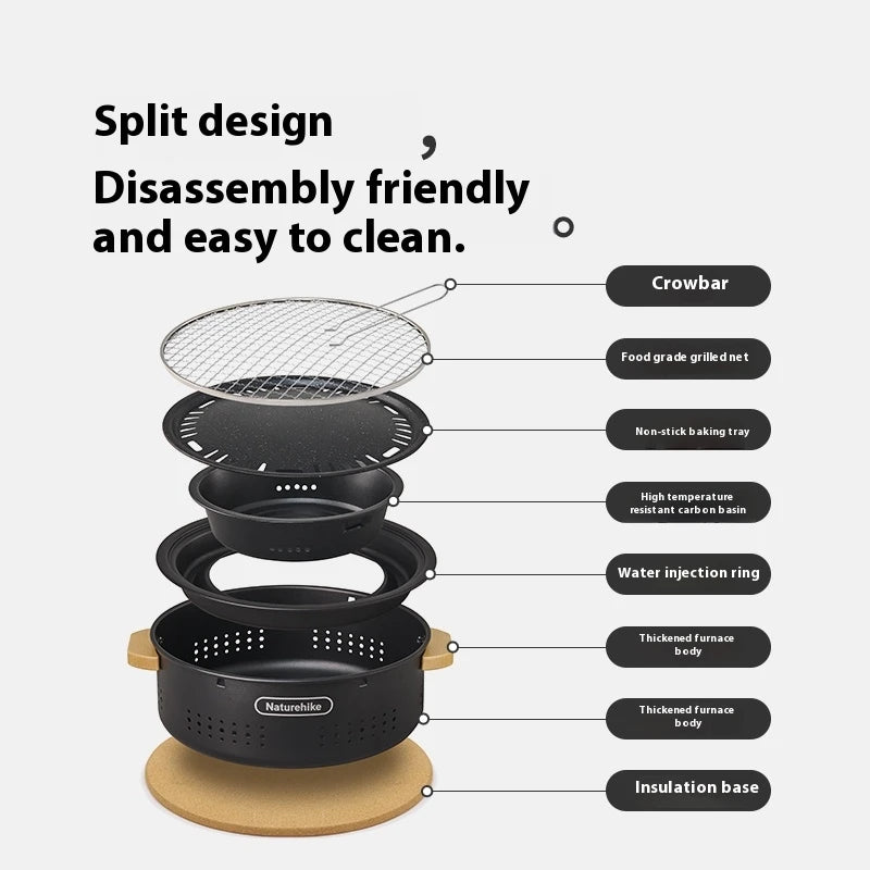 Outdoor Tabletop Barbecue Stove High Temperature Resistant Charcoal Pot Split Storage Camping Gear Picnic BBQ Stove