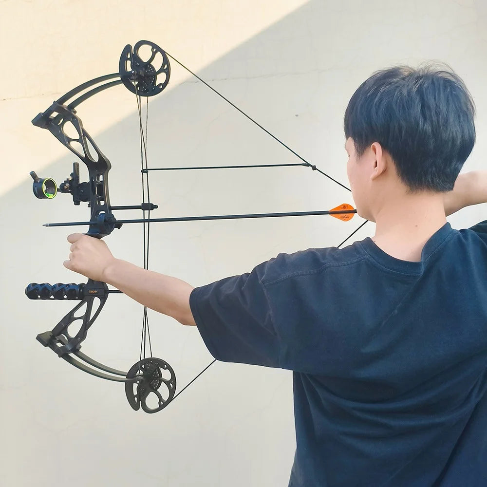 M133 Compound Bow 0-70lbs Adjustable with Carbon Arrows Release Sight for Hunting Shooting Outdoor Sports