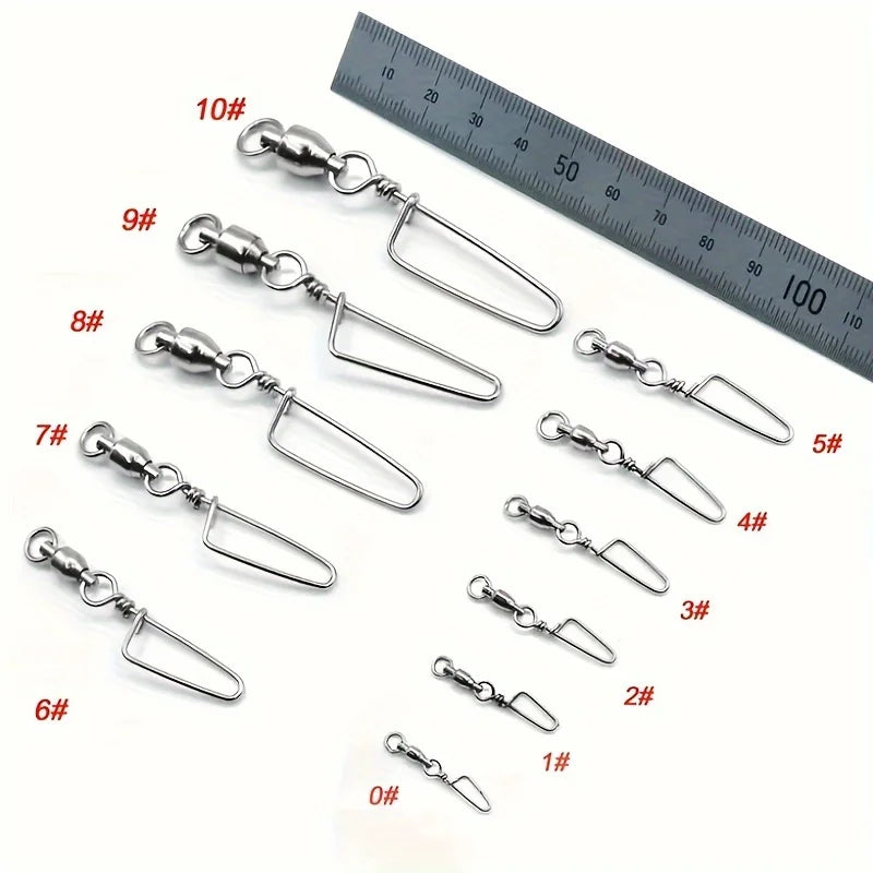 20pcs Stainless Steel Fishing Swivels High Strength Ball Bearing Snap Swivels for Saltwater Durable Fishing Accessories