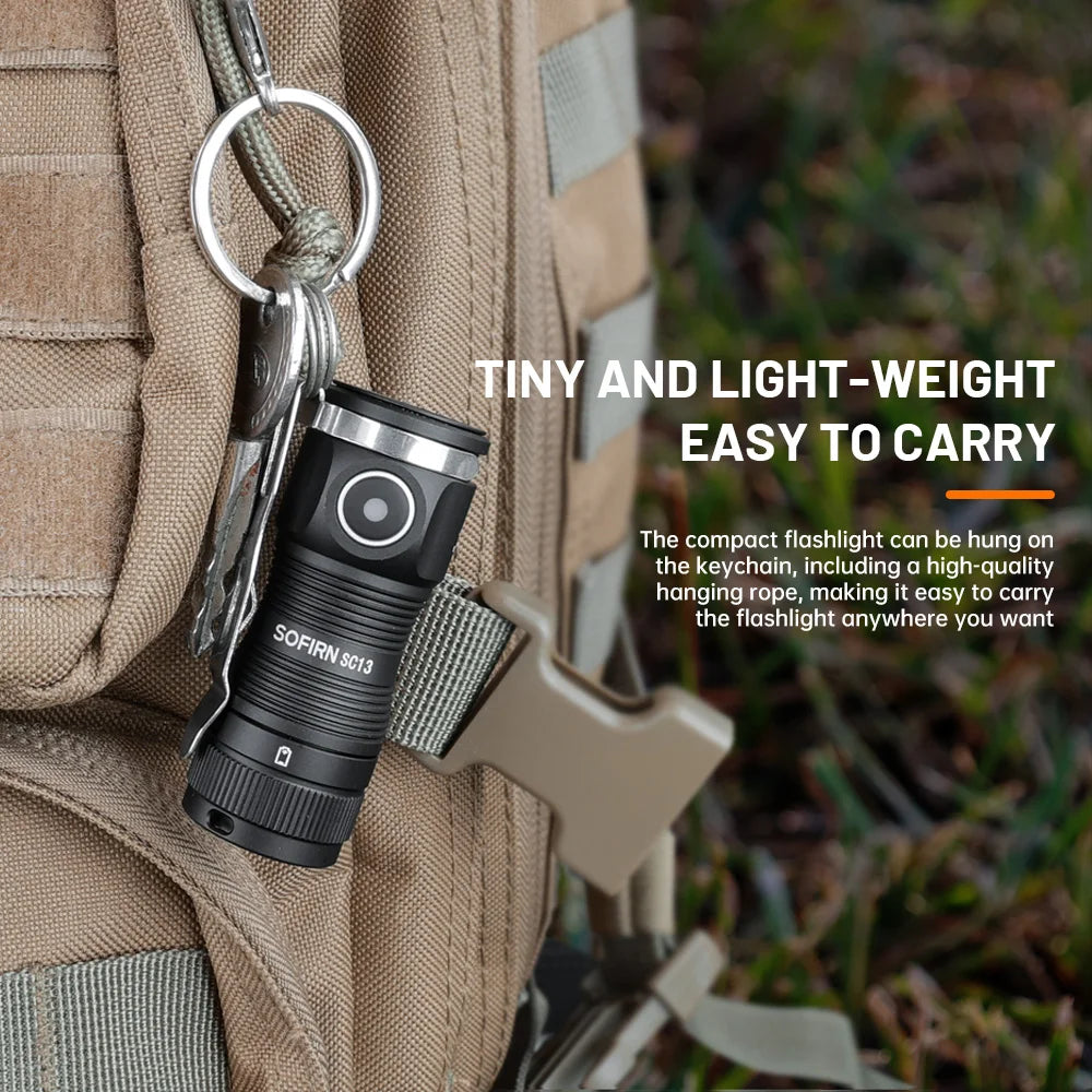 Mini SC13 SST40 LED 1300lm Tactical 18350 Rechargeable Flashlight 6000K Keychain Light with Magnetic