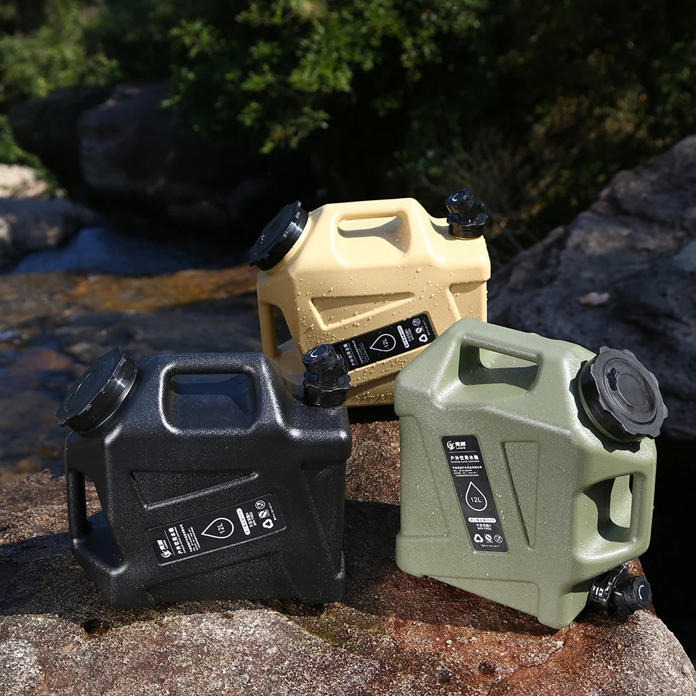 12L Camping Water Container  Water Storage Carrier Portable Large Capacity Outdoor Hiking Accessories