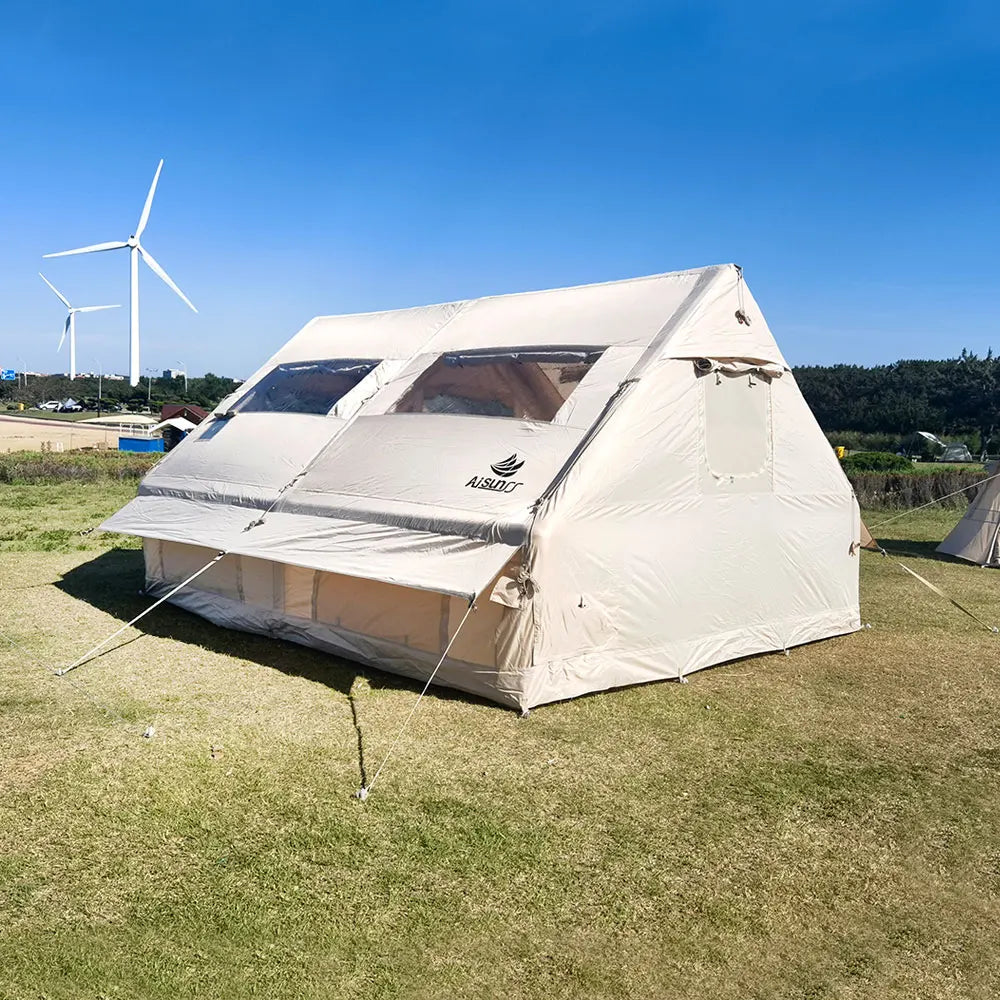 Camping Inflatable Tent for Family, PVC Skylight Air Tube, Camp Base Tents, 12 Square Meters, Large Space, 6-8 Person
