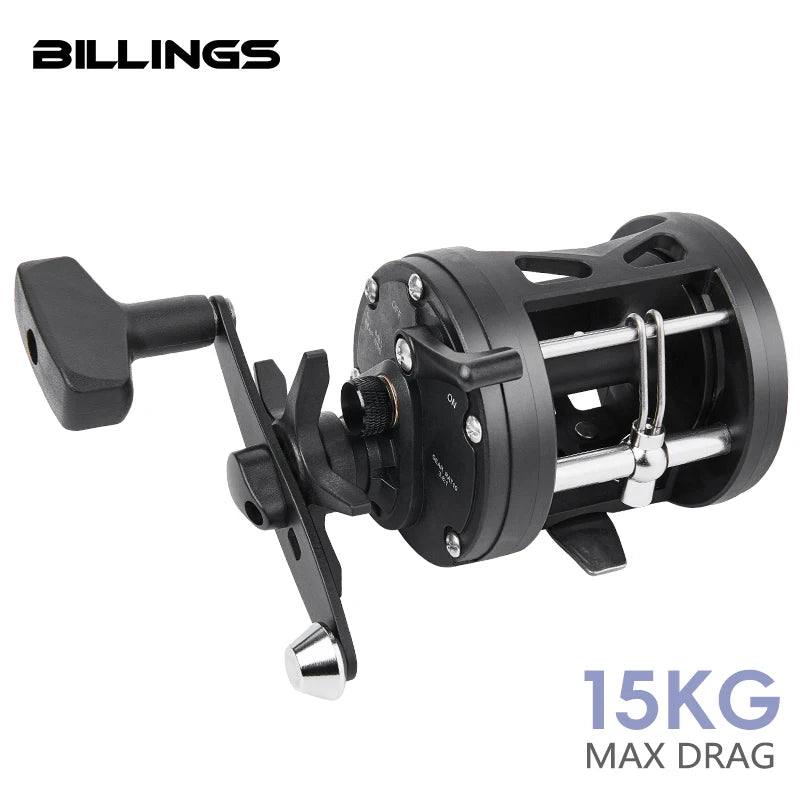 Trolling Drum Fishing Reels 33LB Max Drag 3.8:1 Gear Ratio High Toughness Body Freshwater & Saltwater Universal Bait Caster Fishing Reel