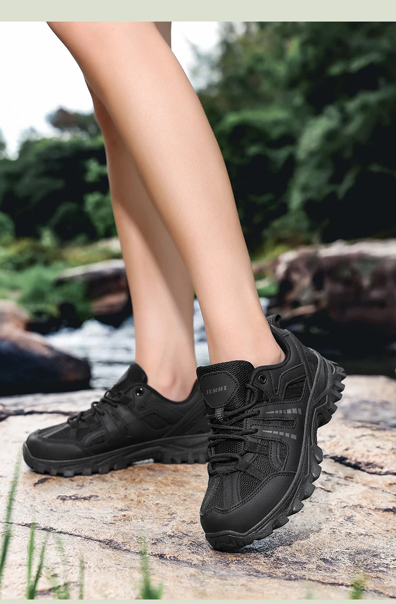 Hiking Shoes Women Shock-absorbing Lace-up Outdoor Low-top Men Shoes Comfortable Flat Breathable Casual Sneakers Men