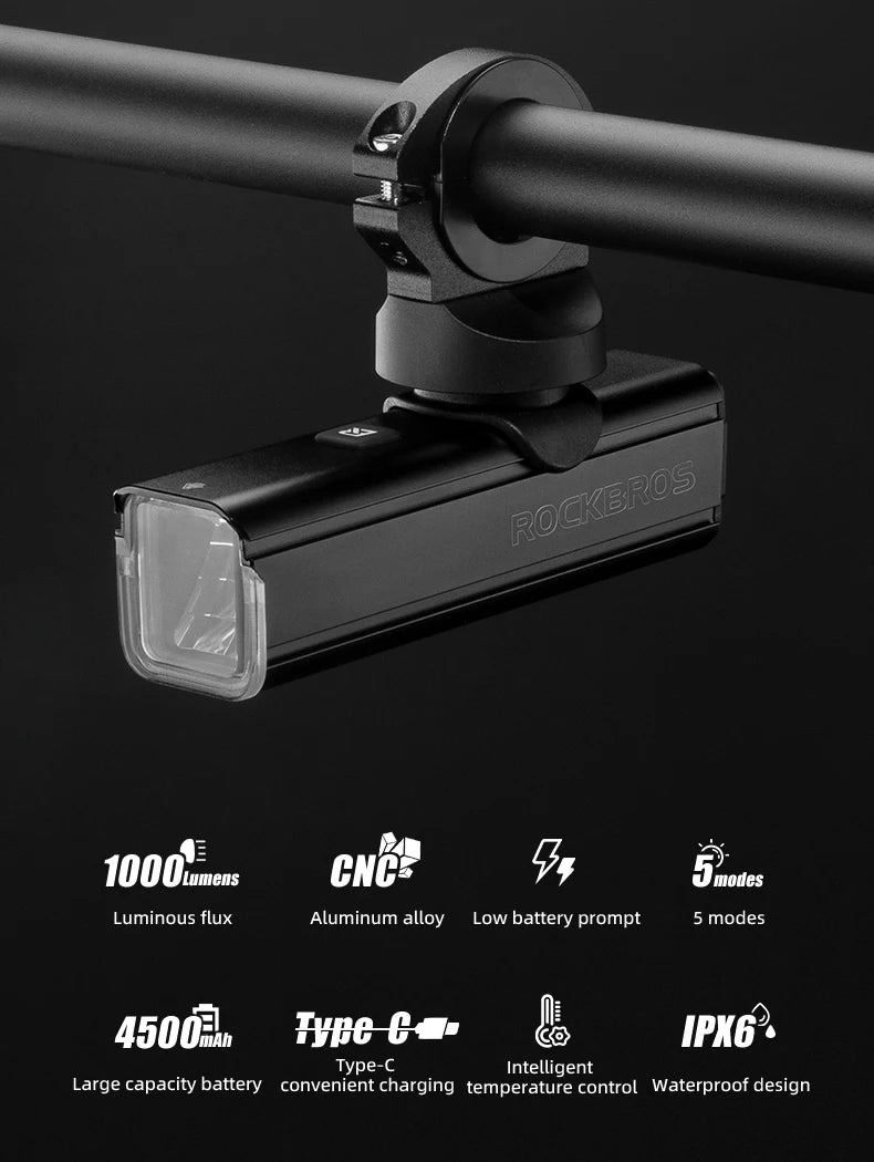 Bicycle Light Type-C Rechargeable Light  MTB Road Bike Light LED Flashlight IPX6 Cycling Outdoor Headlight Accessories