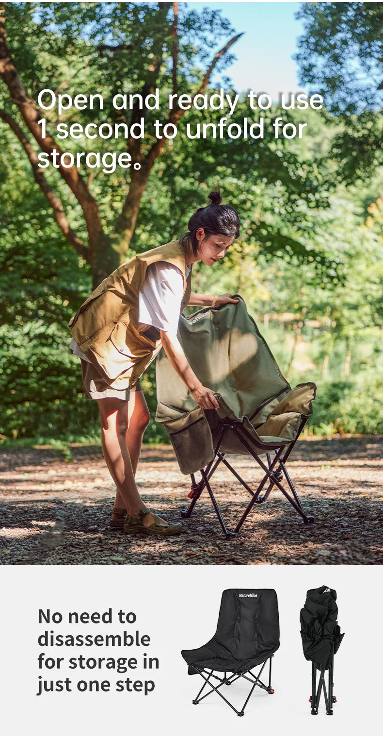 High Back Moon Chair Camping Outdoor Fishing Folding Adjustable Lounge Chair Portable Picnic Garden Leisure Seat
