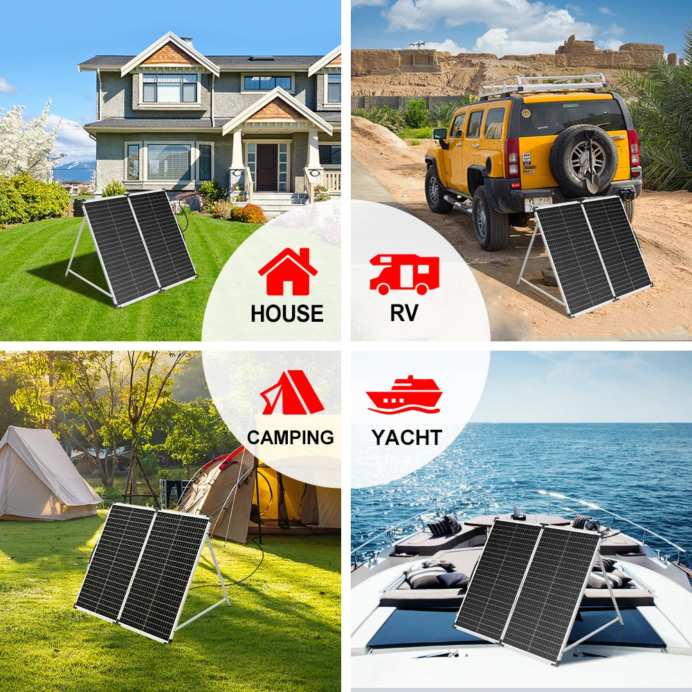 100W/160W/200W Foldable Solar Panel Suitcase 18V Portable Solar Charger with 12V Controller for Camping RV Outdoor