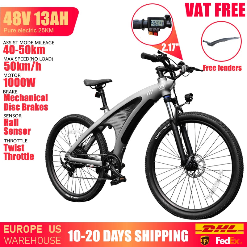 Q5 Electric Bikes for Adults 1000W 48V 13AH Ebikes E Bikes Electric Bicycles 50km/h Electric Dirt Bike Electric E Bikes