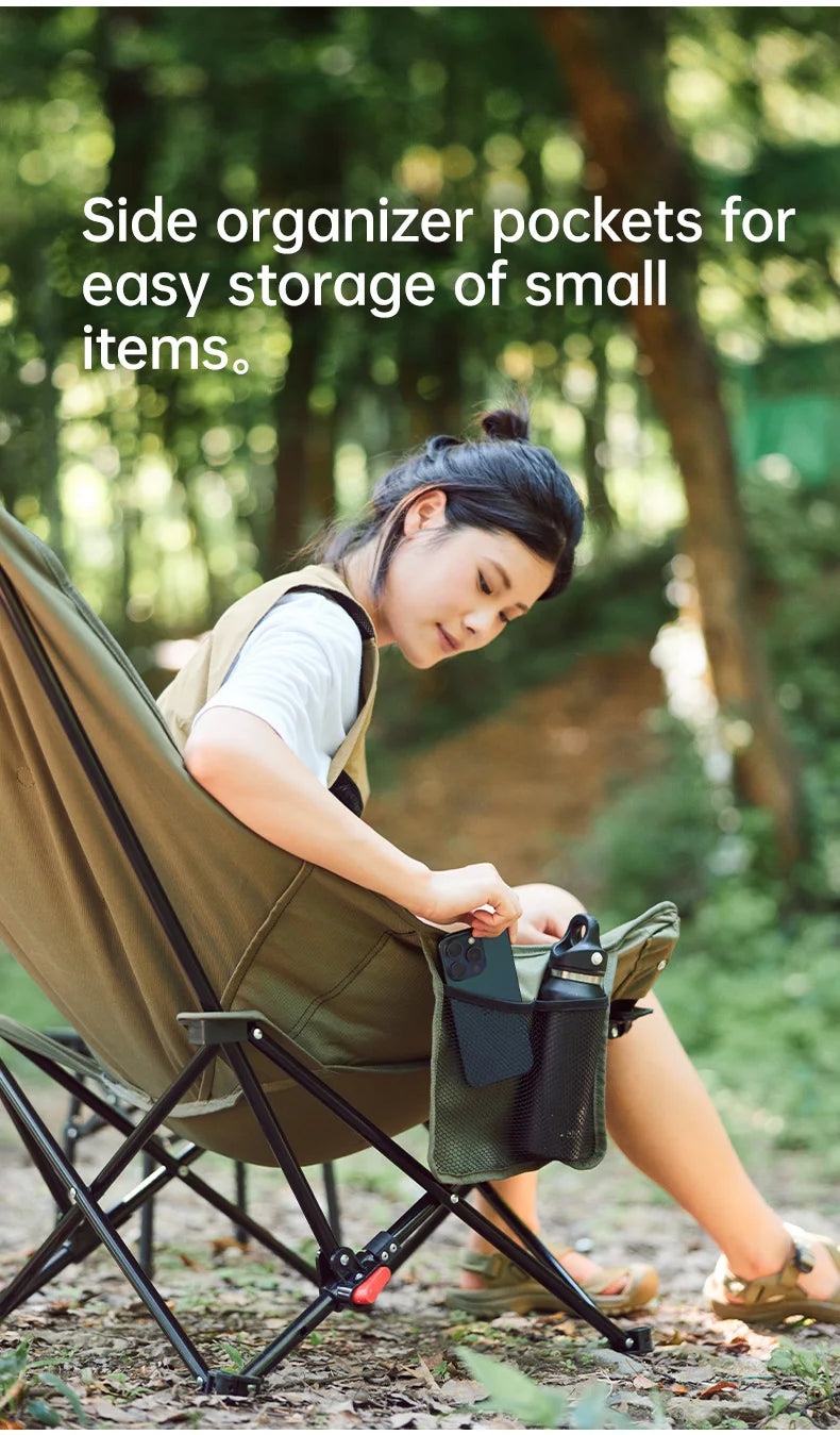 High Back Moon Chair Camping Outdoor Fishing Folding Adjustable Lounge Chair Portable Picnic Garden Leisure Seat