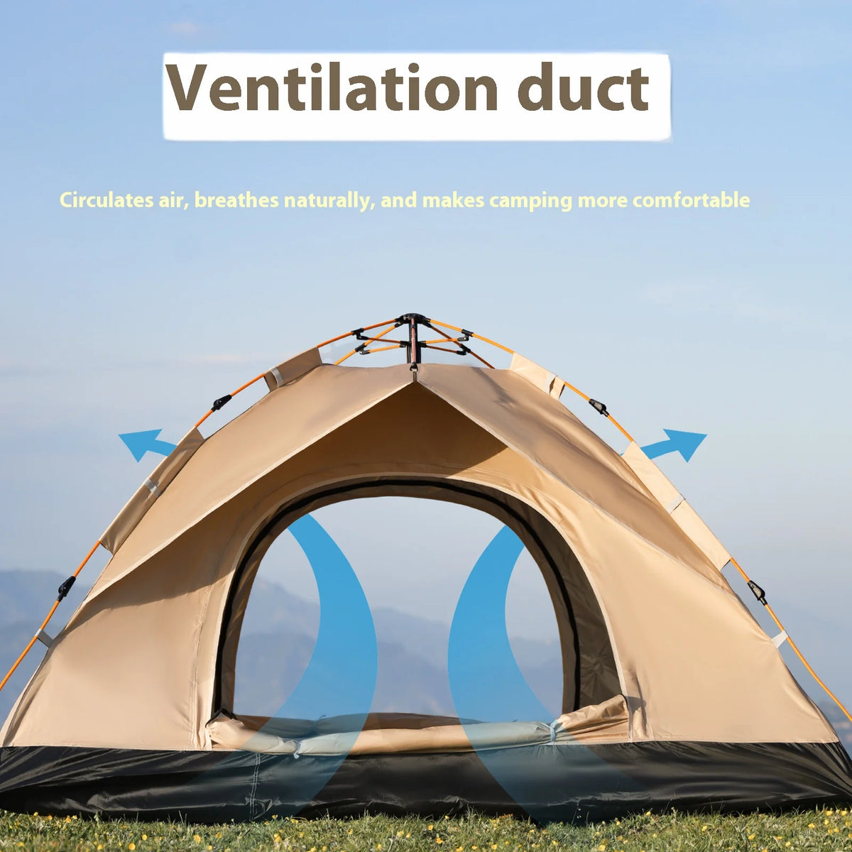 Instant Golden Tent - Portable 3-4 Person Sun & Rain Shelter for Beach & Camping