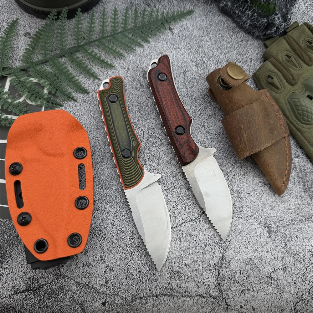 Brand-new Compact Multi-purpose Fixed-blade Knife Leather Sheath Featuring 8Cr13Mov Blade Sturdy Wooden Handle Everyday Knife