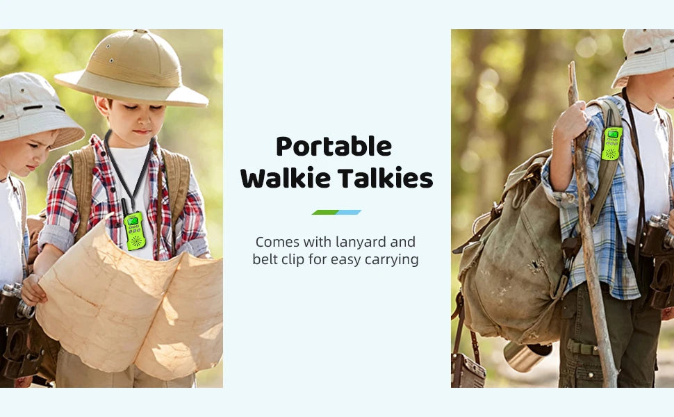 Walkie Talkies 4 Packs Rechargeable  for kids, Long Range Flashlight 8 Channel, USB Type C for Camping, Hiking, Gifts