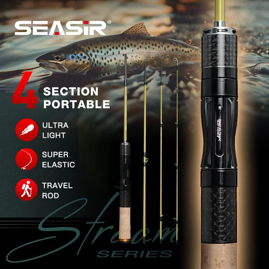 Silent Stream Spining Baitcasting Fishing Rod Carbon Fiber UL Power 1.53/1.65M Spinning Casting Lure Rods 4 Sections
