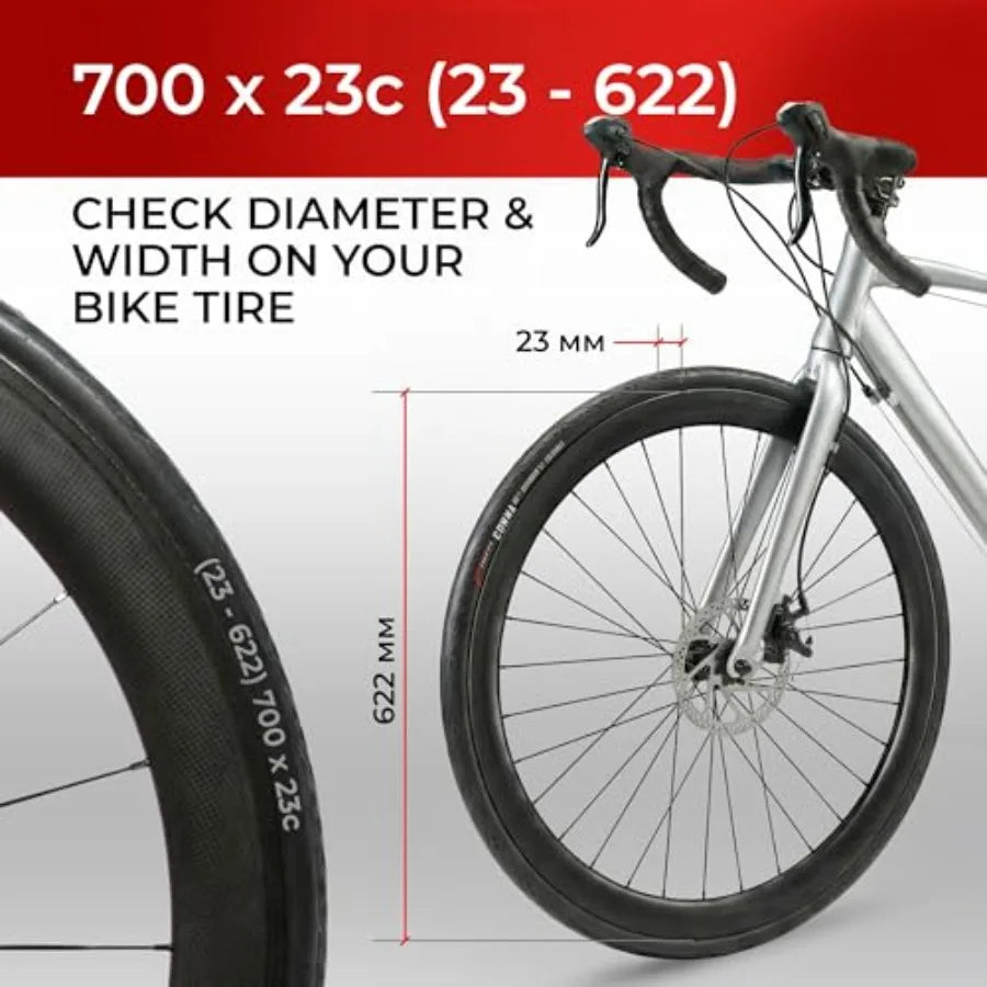 700x23c Tires Road Bike 23-622 Foldable Bike Tire 60TPI with 1mm Antipuncture Protection for Cycling Racing Touring - Pac