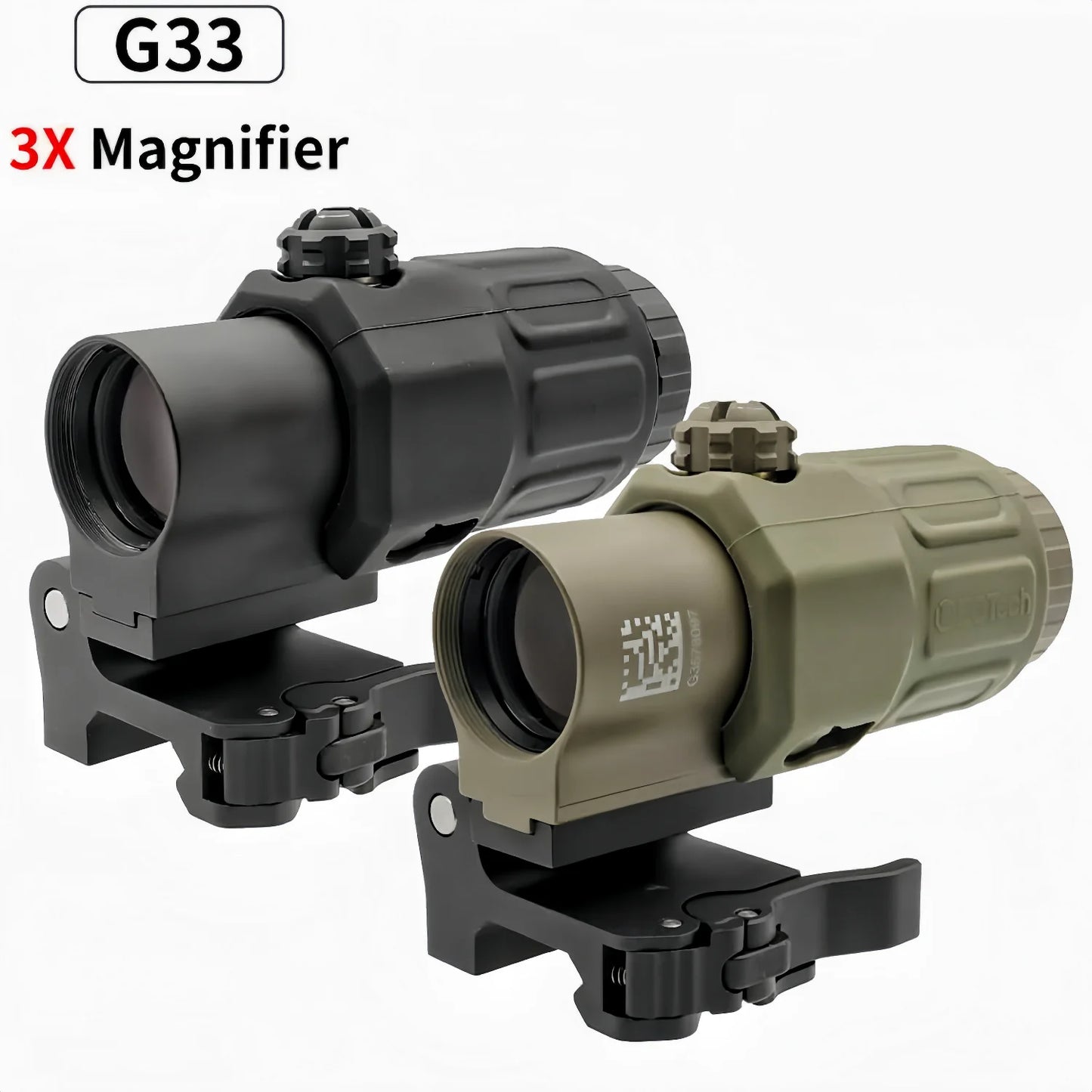 Tactical G33 G43 G45 Sight Fixed 3X 5X Magnifier Scope with Quick Disassembly and Flipping for Airsoft Hunting