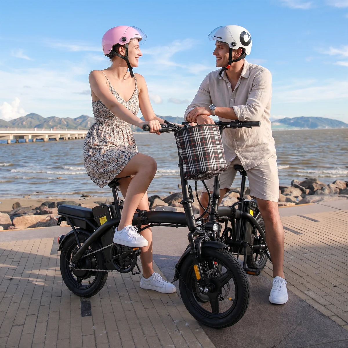 Lightweight Folding Electric Bike for Adults 48V 750W Peak Power 20MPH 18-22 Miles Range 14Inch Disc Brake Commuter E-bike