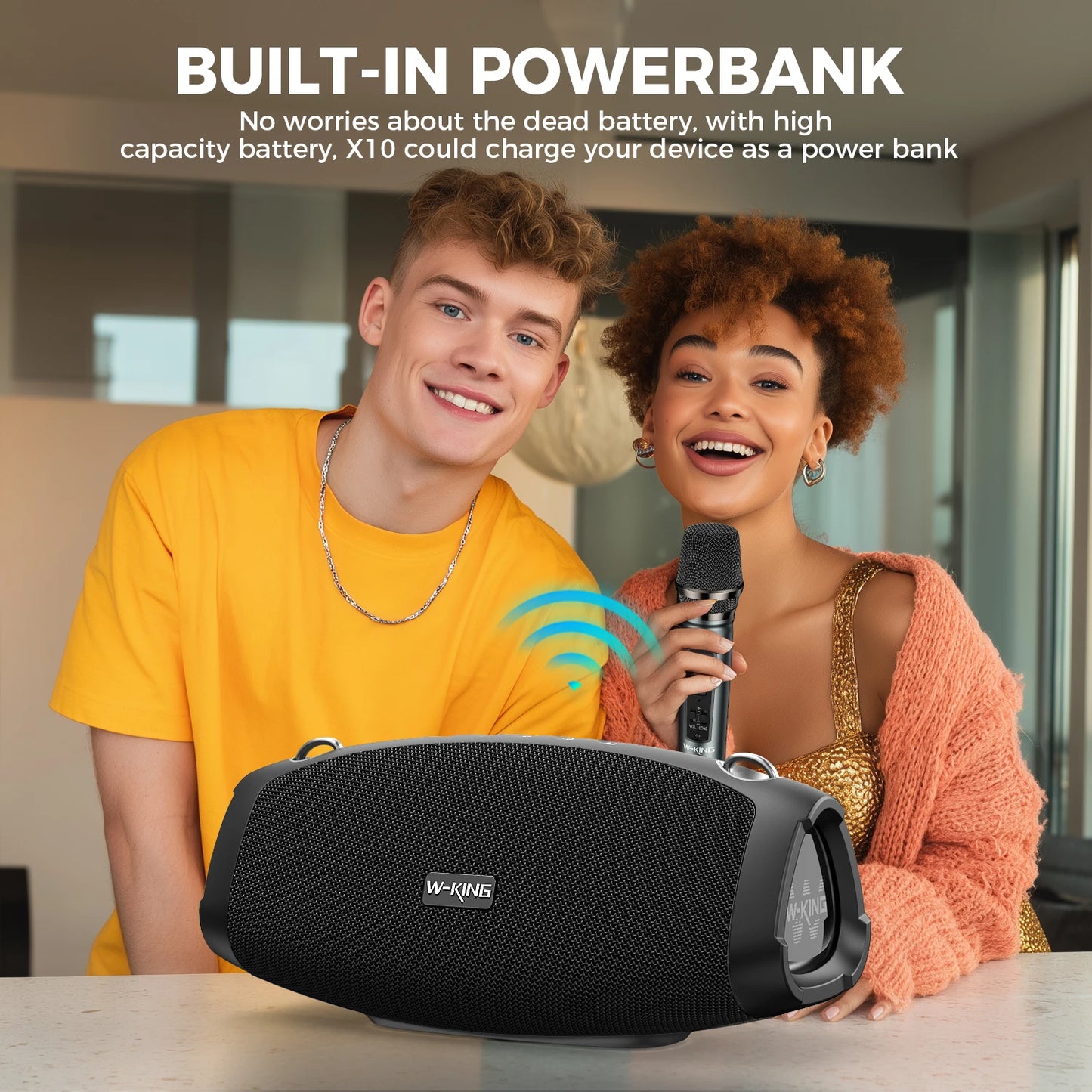 X10MIC Portable Loud Bluetooth Speakers (120W PEAK)70W with Wireless Microphone,  Waterproof Outdoor Wireless Bluetooth