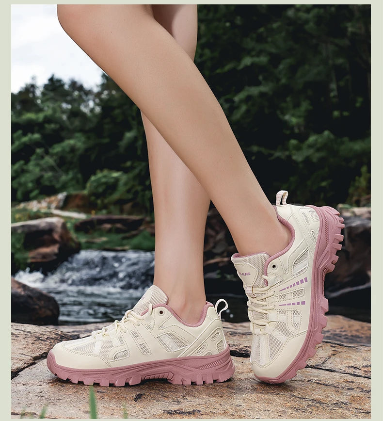Hiking Shoes Women Shock-absorbing Lace-up Outdoor Low-top Men Shoes Comfortable Flat Breathable Casual Sneakers Men